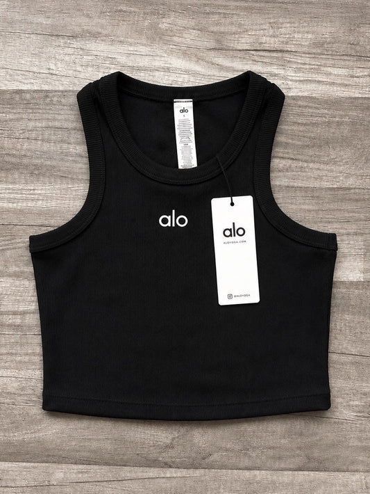 Alo Yoga Aspire Tank Top Cropped Black and White Size Small New With Tags